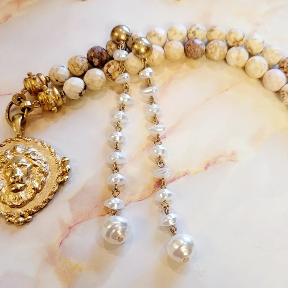 NWT Cultured Freshwater Pearl Strand Long Drop Gold Earrings